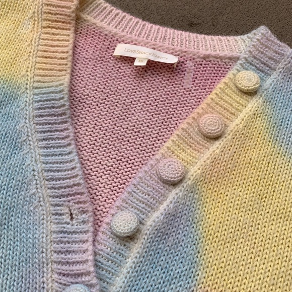 LoveShackFancy Naveen Cotton Candy Tie Dye V Neck Sweater - Picture 5 of 9